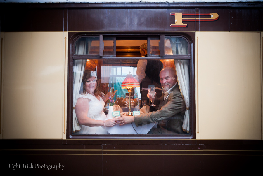 wedding couple inside the Golden Arrow